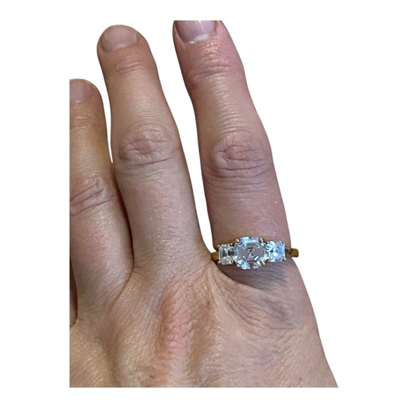 Gold plated sterling silver stamped 925 faceted stone ring - Picture 13 of 16